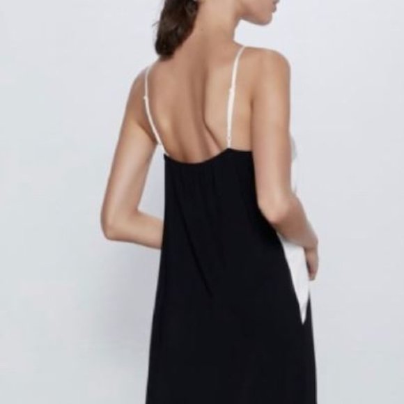 Zara - Black & White Midi Slip Dress - Picture 3 of 8